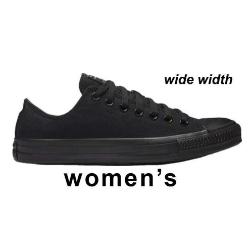 Converse Women`s Wide Width Unisex Chuck Taylor All Star Low Sneakers Black Monochrome