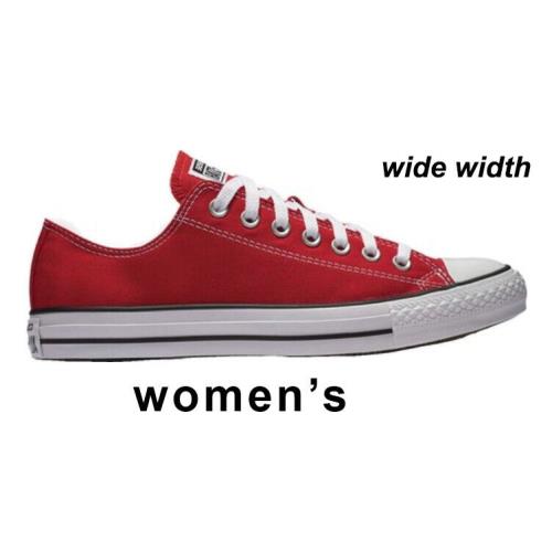 Converse Women`s Wide Width Unisex Chuck Taylor All Star Low Sneakers Red