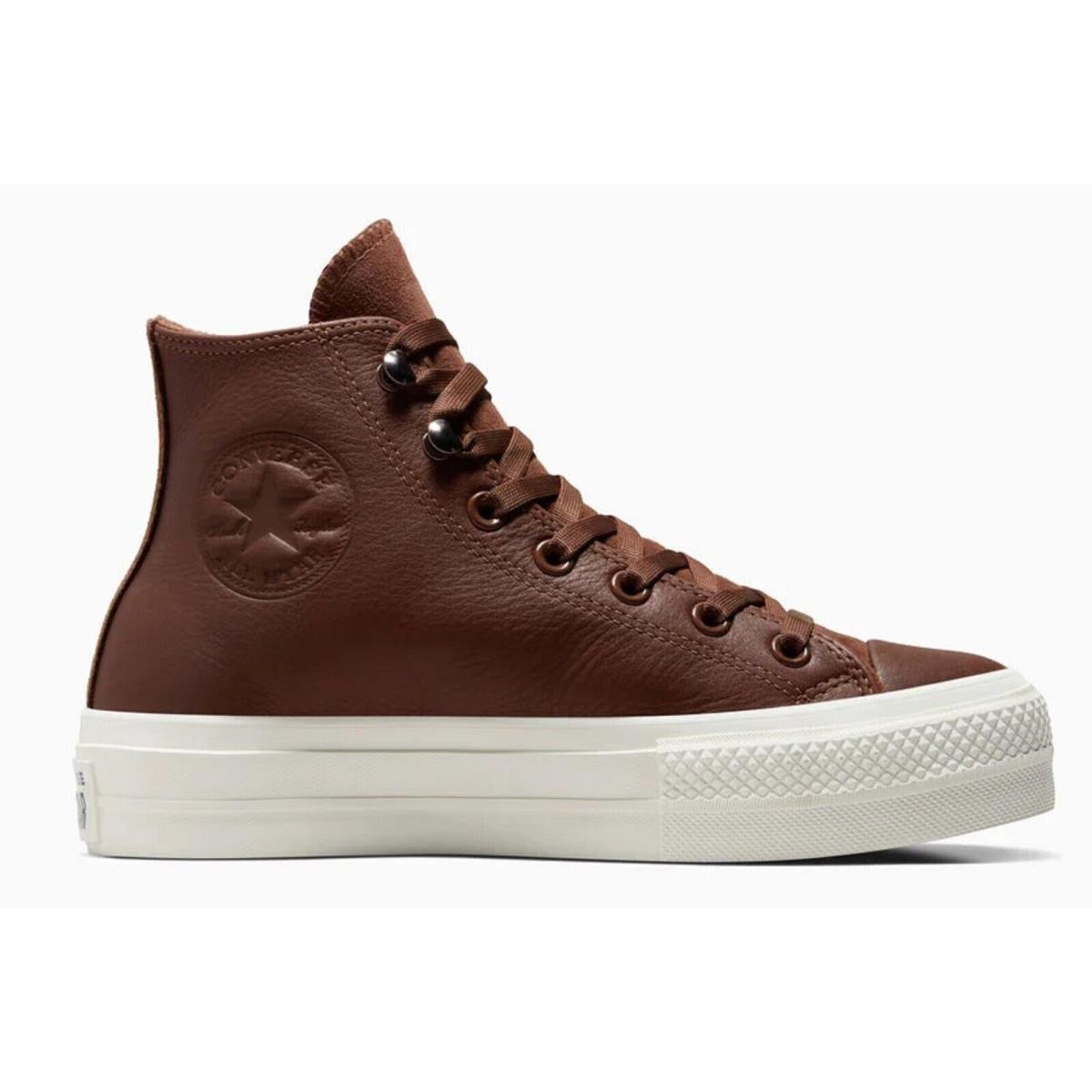 Converse Women`s Chuck Taylor All Star Lift Platform Water Resistant Leather Brown