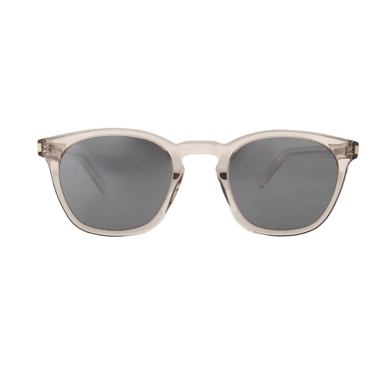 Saint Laurent Silver Square Unisex Sunglasses SL 28 Slim 006 49 SL 28 Slim 006