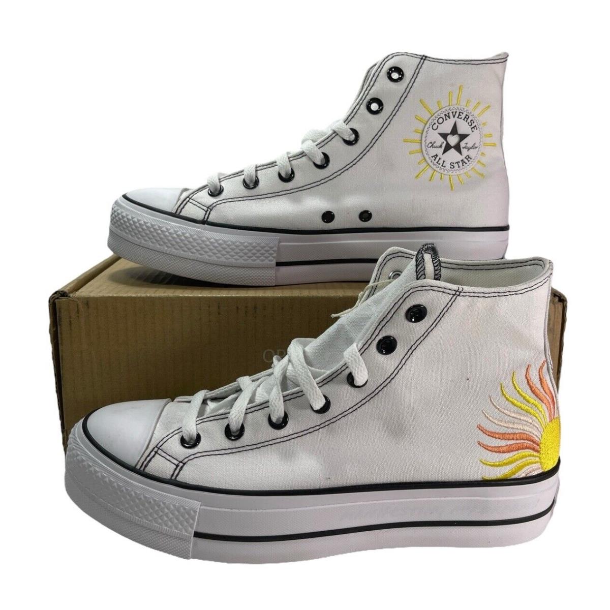 Converse by You Ctas Platform Lift Hi White Sun Embroidery 8.5 Men 10.5 Women - White