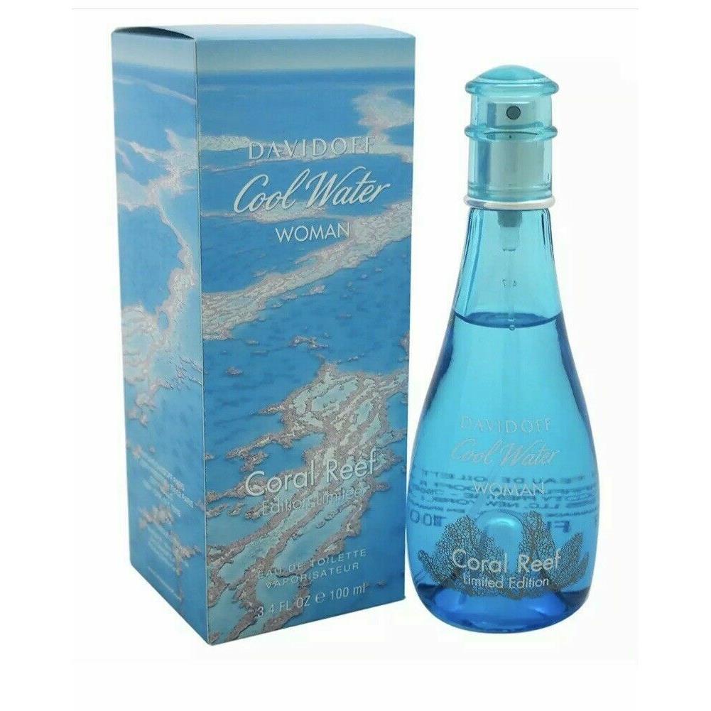 Davidoff Cool Water Coral Reef Women`s 3.4oz Eau de Toiltee Spray In Box