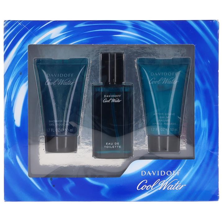 Cool Water By Davidoff For Men Set: Edt+sg+asb 1.35+1.7+1.7 oz Shopworn