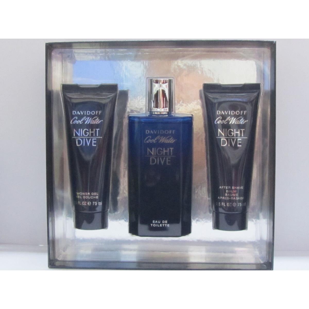 Cool Water Night Dive by Davidoff Men 3 Pieces Set 4.2 oz Edt + Asb + Shower Gel