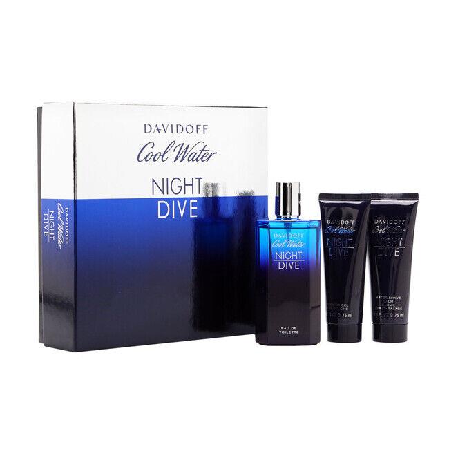 Davidoff Cool Water Night Dive Men 3PCS Set Shower Gel Edt After Shave Balm