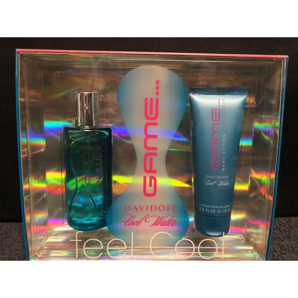 Cool Water Game by Davidoff Women 2 Pc Set 1.7 oz Edt Spray 2.5 oz Body Lotion