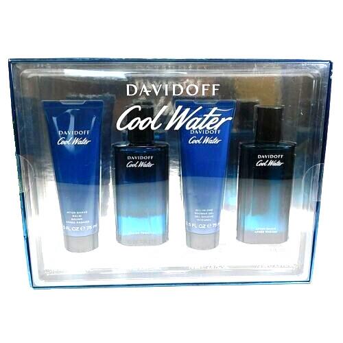 Davidoff Cool Water For Men 4 Piece Gift Set 2.5 oz Each in Gift Box