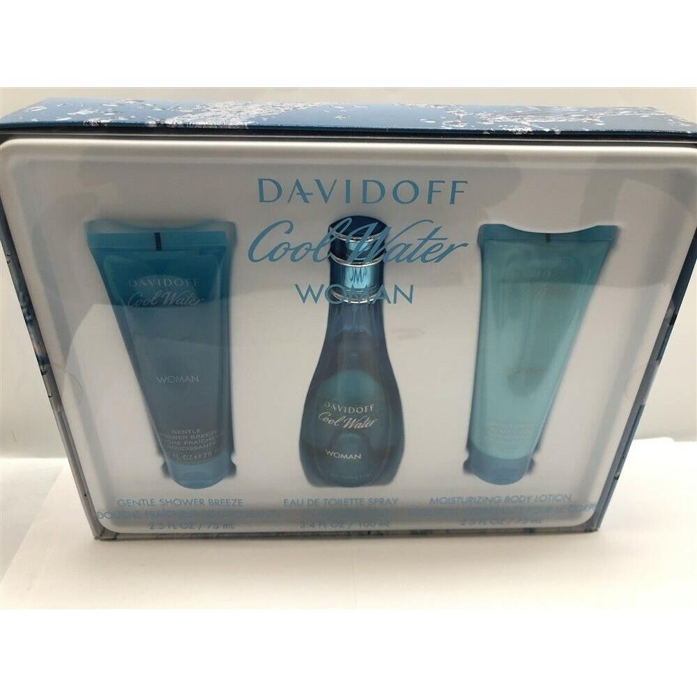 Cool Water by Davidoff 3pc Set 3.4 oz/100 ml Eau de Toilette Spray For Women