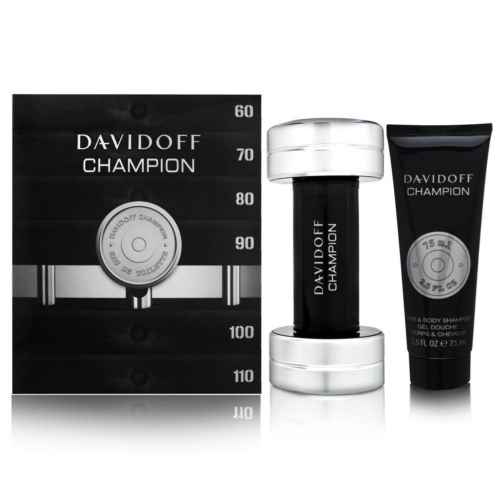 Davidoff Champion For Men 2 PC Set 3 oz Edt Spray + 2.5 oz Body Hair Shampoo