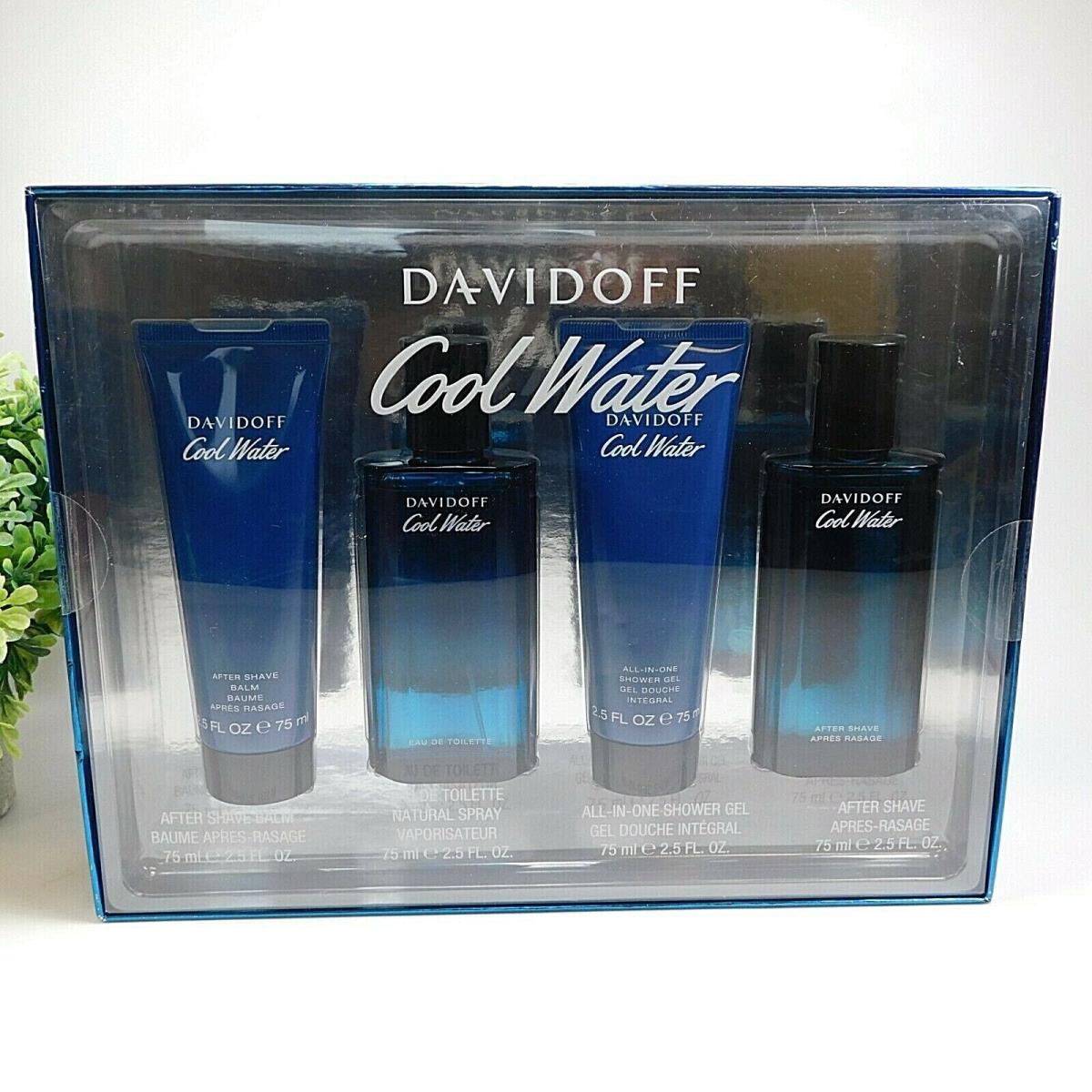 Davidoff Cool Water For Men 4 Piece Gift Set 2.5 oz Each in Gift Box