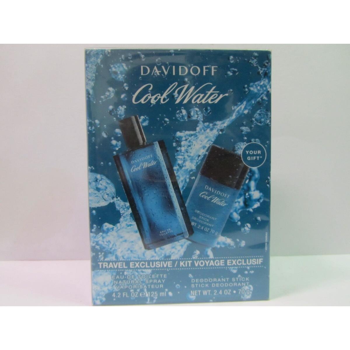 Cool Water by Davidoff Men 2 Pcs Set 4.2 Edt Spray + 2.4 oz Deodorant Stick Rare