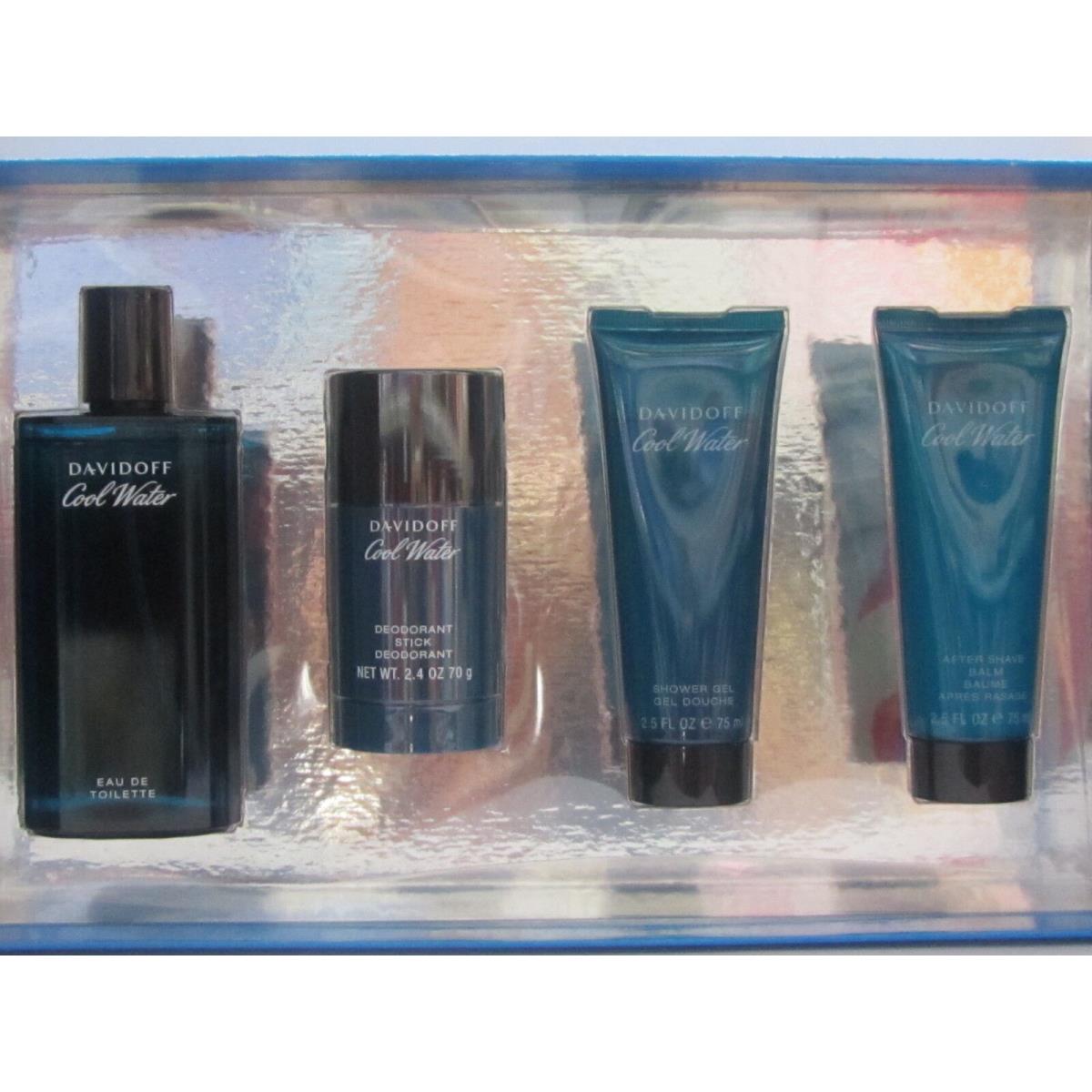 Cool Water by Davidoff Men 4 Pieces Set 4.2 oz Eau de Toilette Spray