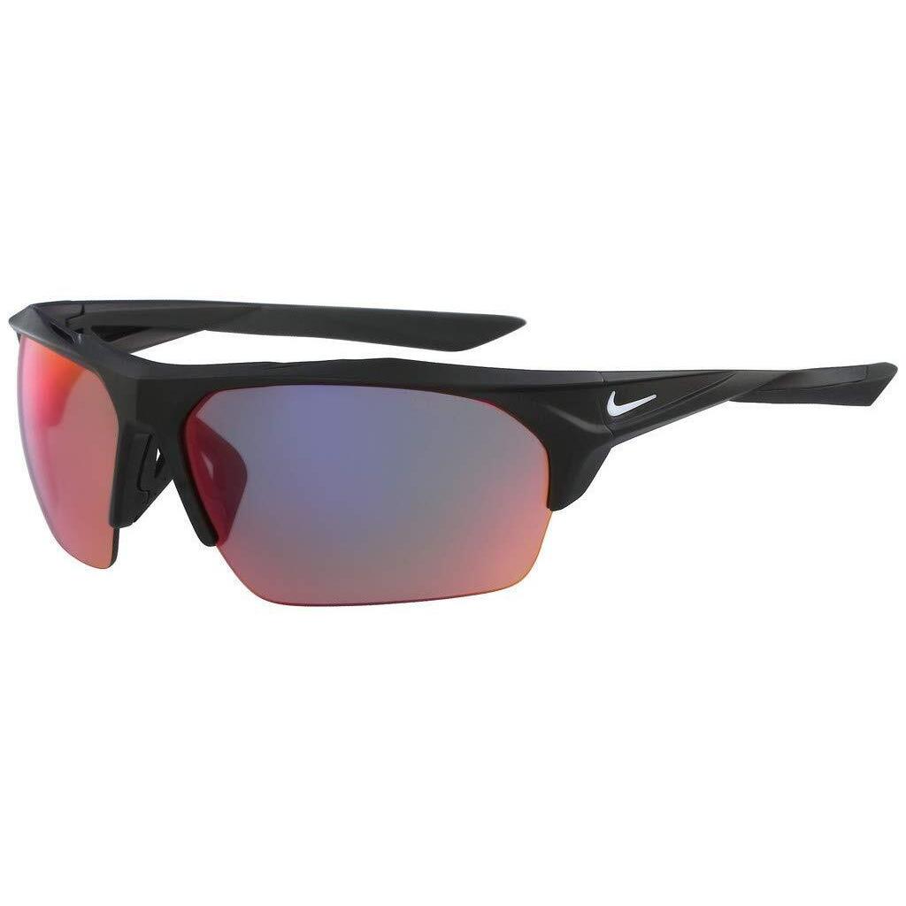 Nike Terminus M Matte Black Sunglasses with Infrared Mirror Lenses - Matte Black/White, Frame: Black, Lens: Grey