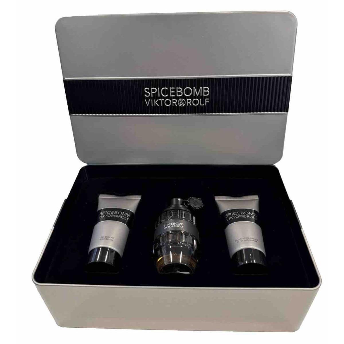 Spicebomb BY Viktor Rolf Men 1.7OZ EDT+1.7OZ S/GEL+1.7OZ A/s/balm