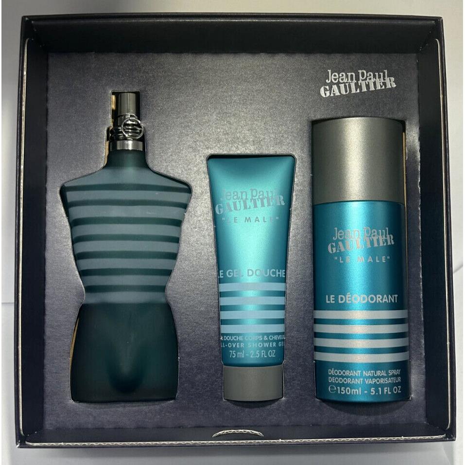 Jean Paul Gaultier Le Male 3-Piece Set Eau de Toilette Spray 4.2 fl oz For Men