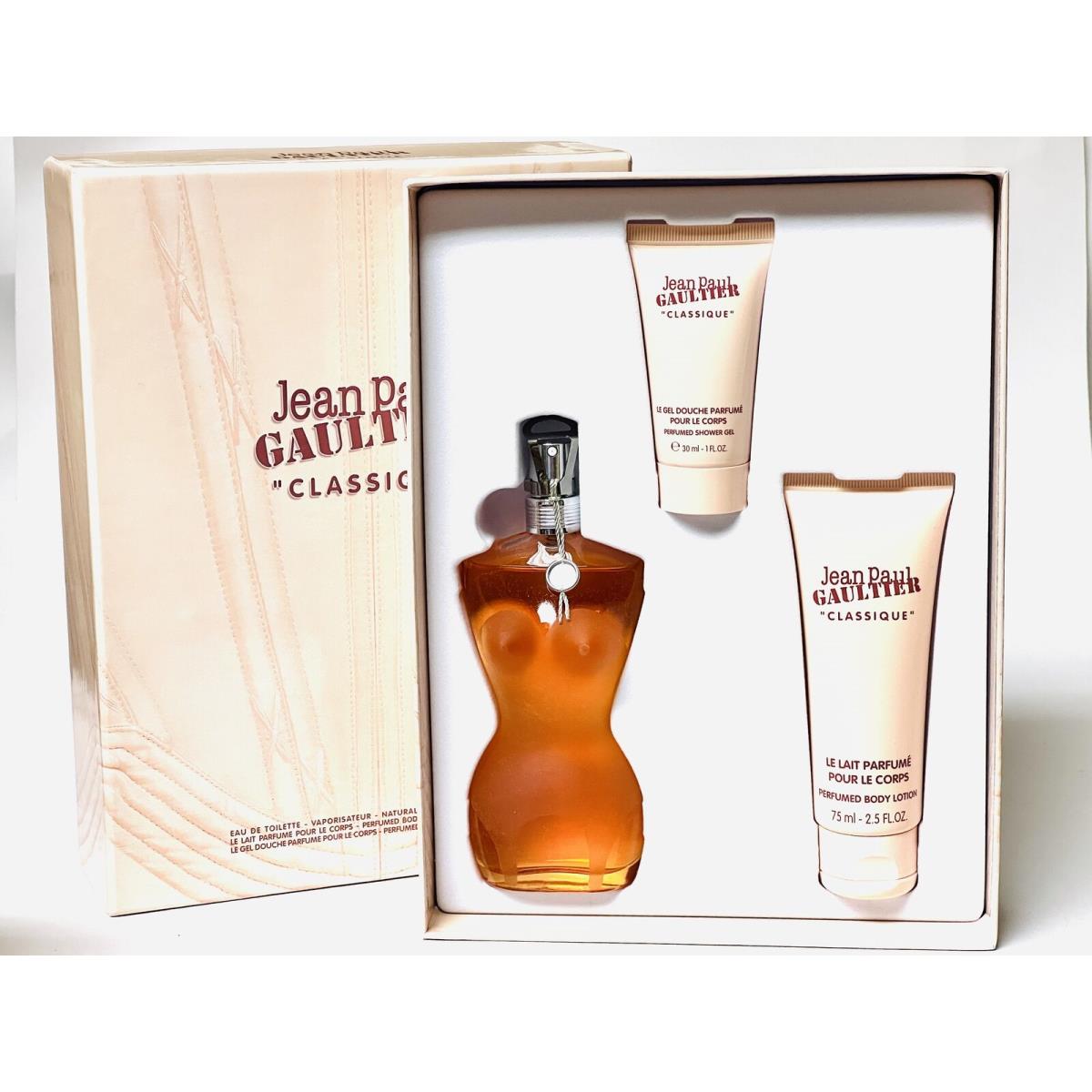 Jean Paul Gaultier Classique For Women Edt Spray 3.3 oz + Lotion + Gel Gift Set