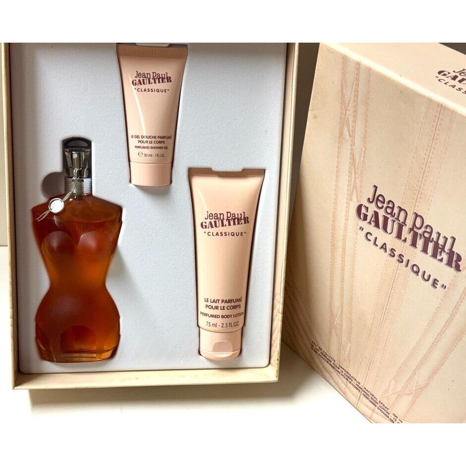 3 p x Jean Paul Gaultier Classique Sz : 3.3 Ozperfum Body lo 2.5oz + Gel 1 oz