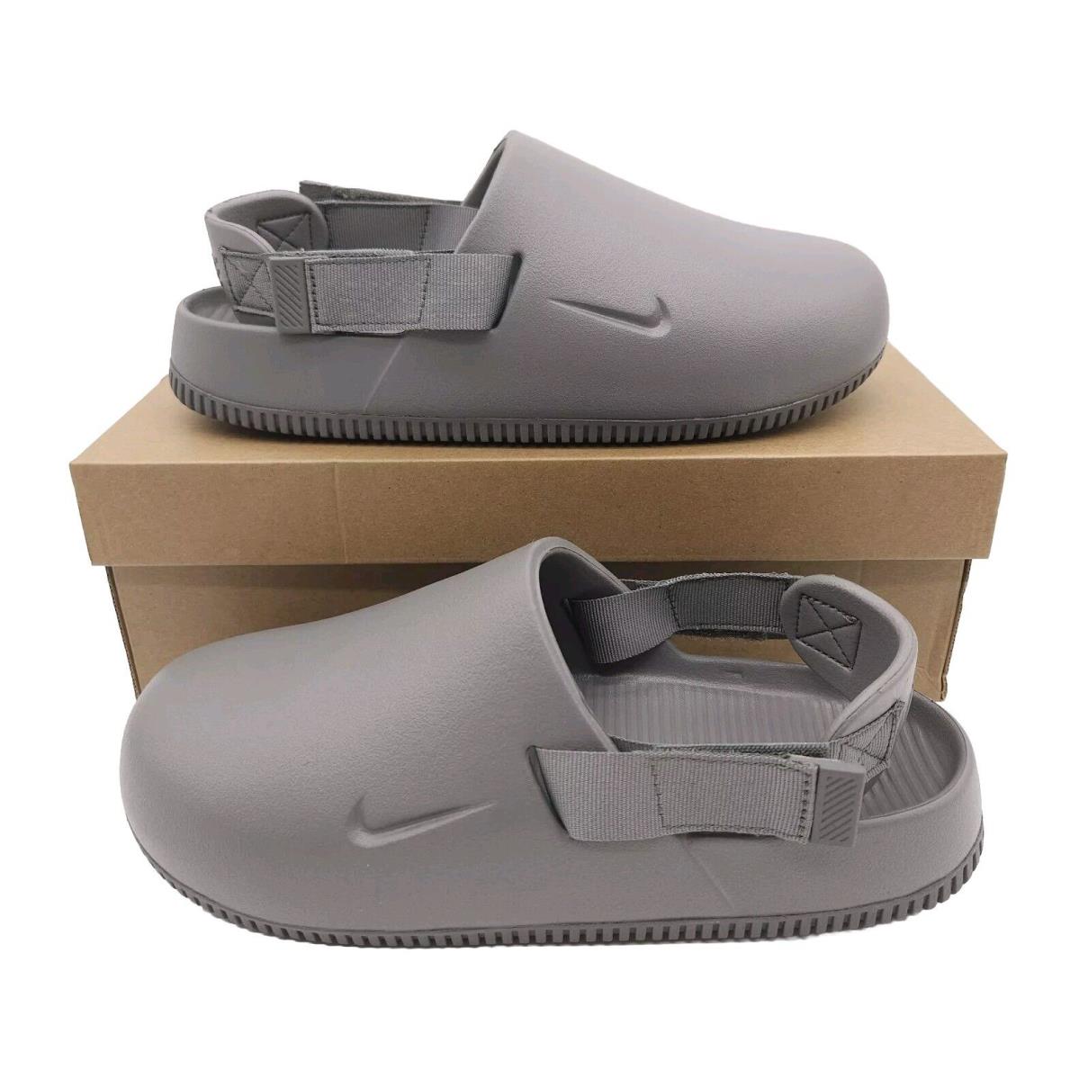 Nike Mens Size 9 Calm Mule Na Slides Slip On Shoes Pewter Gray Sandals Box - Grey