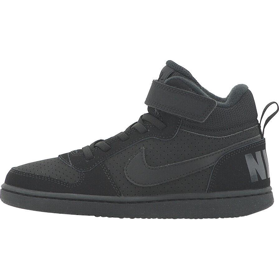 Little Kid`s Nike Court Borough Mid Black/black 870026 001 - 3 - Black/Black