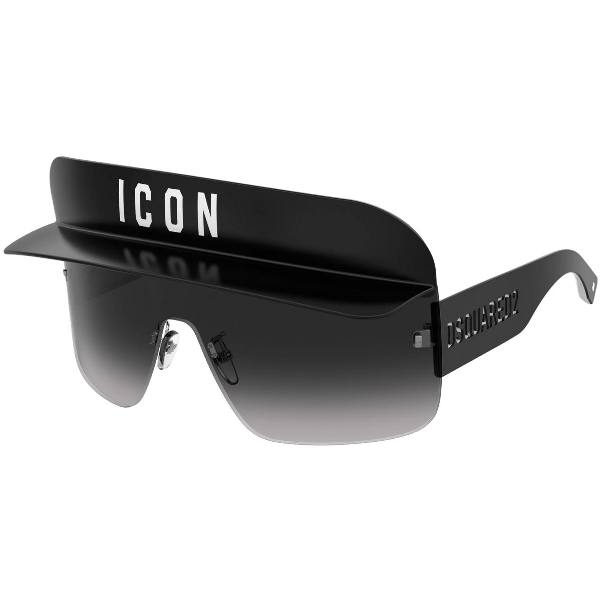 DSquared2 Icon Mask Shield Rimless Sunglasses w/ Detachable Visor - ICON0001S Black/Dark Grey (0807-9O)