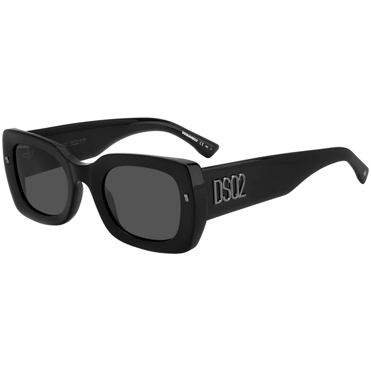 DSquared2 Hype Men`s Chunky Mod Rectangle Sunglasses - D20061S Black/Grey (0ANS-IR)