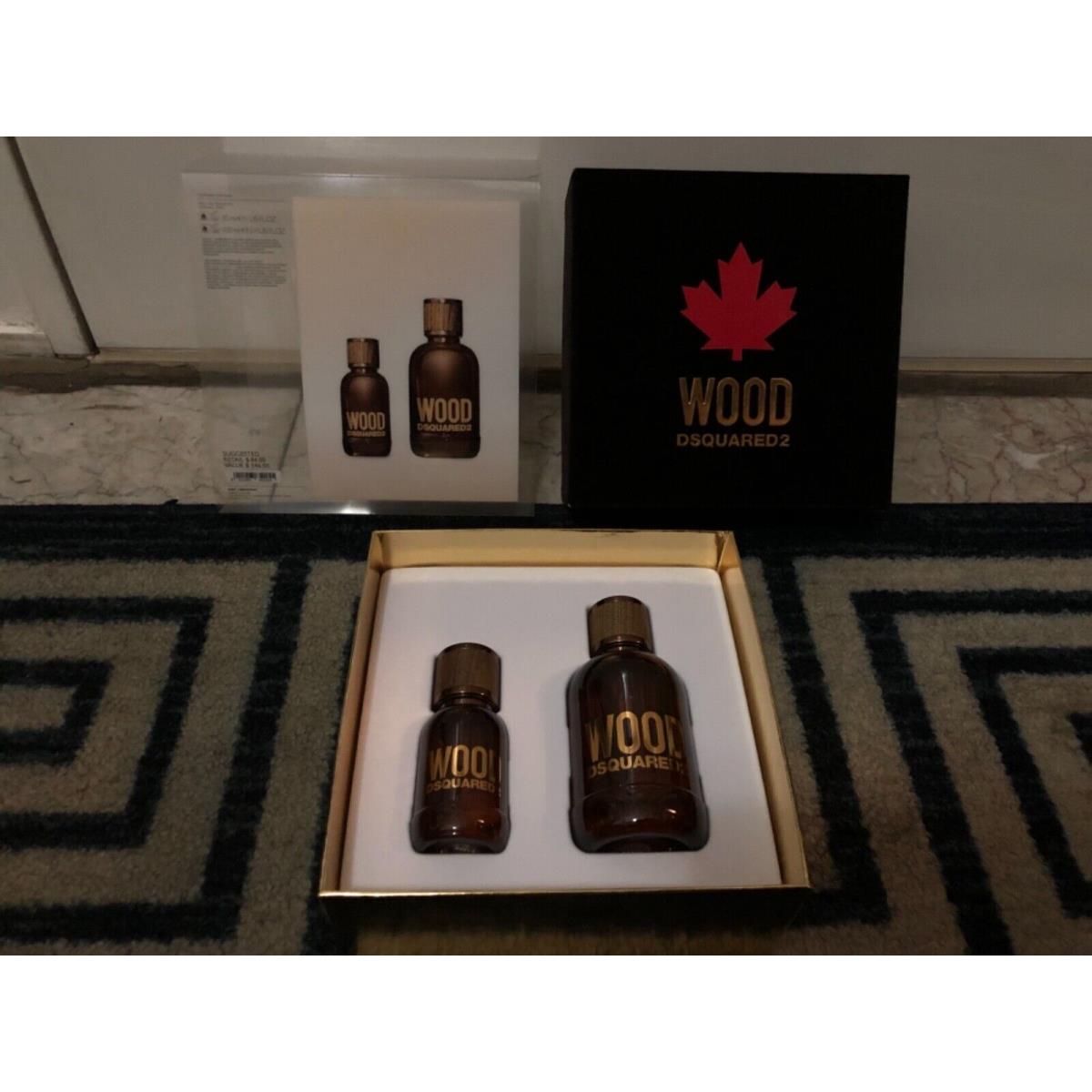 Wood DSQUARED2 For Men`s Cologne Gift Set Spray 3.4oz 1.0oz - Box Set