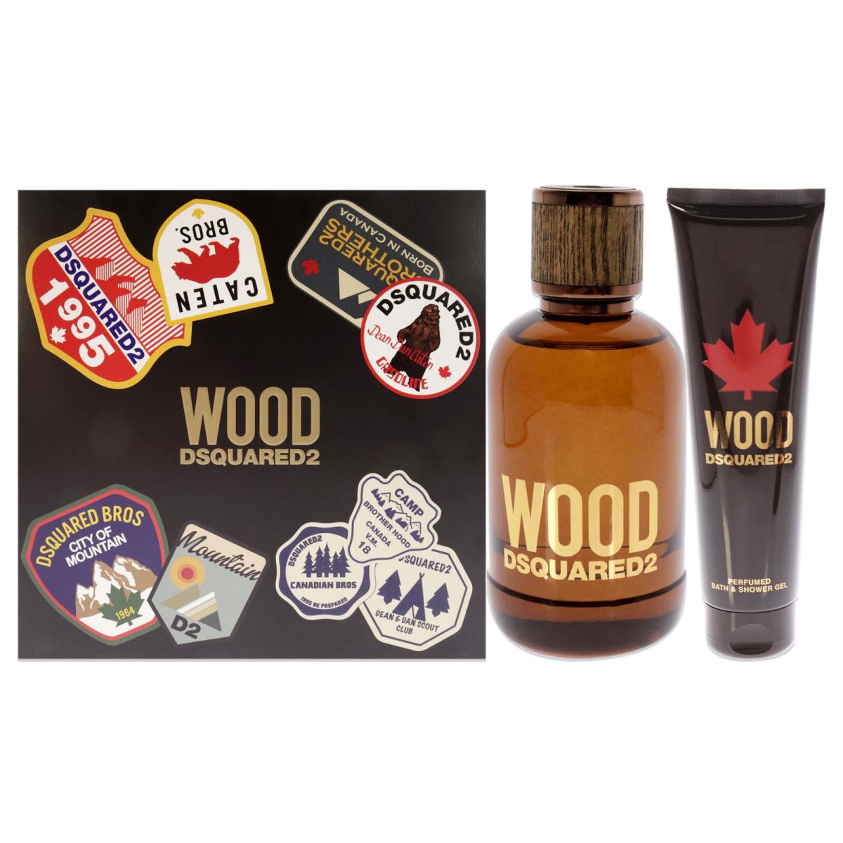 DSquared2 Wood For Men - 2 Pc Gift Set 3.4oz Edt Spray 5.0oz Bath and Shower Gel