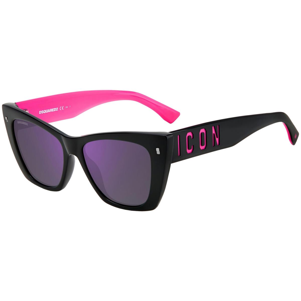 DSquared2 Icon Women`s Black Geometric Cat Eye Sunglasses - ICON0006S 03MR TE