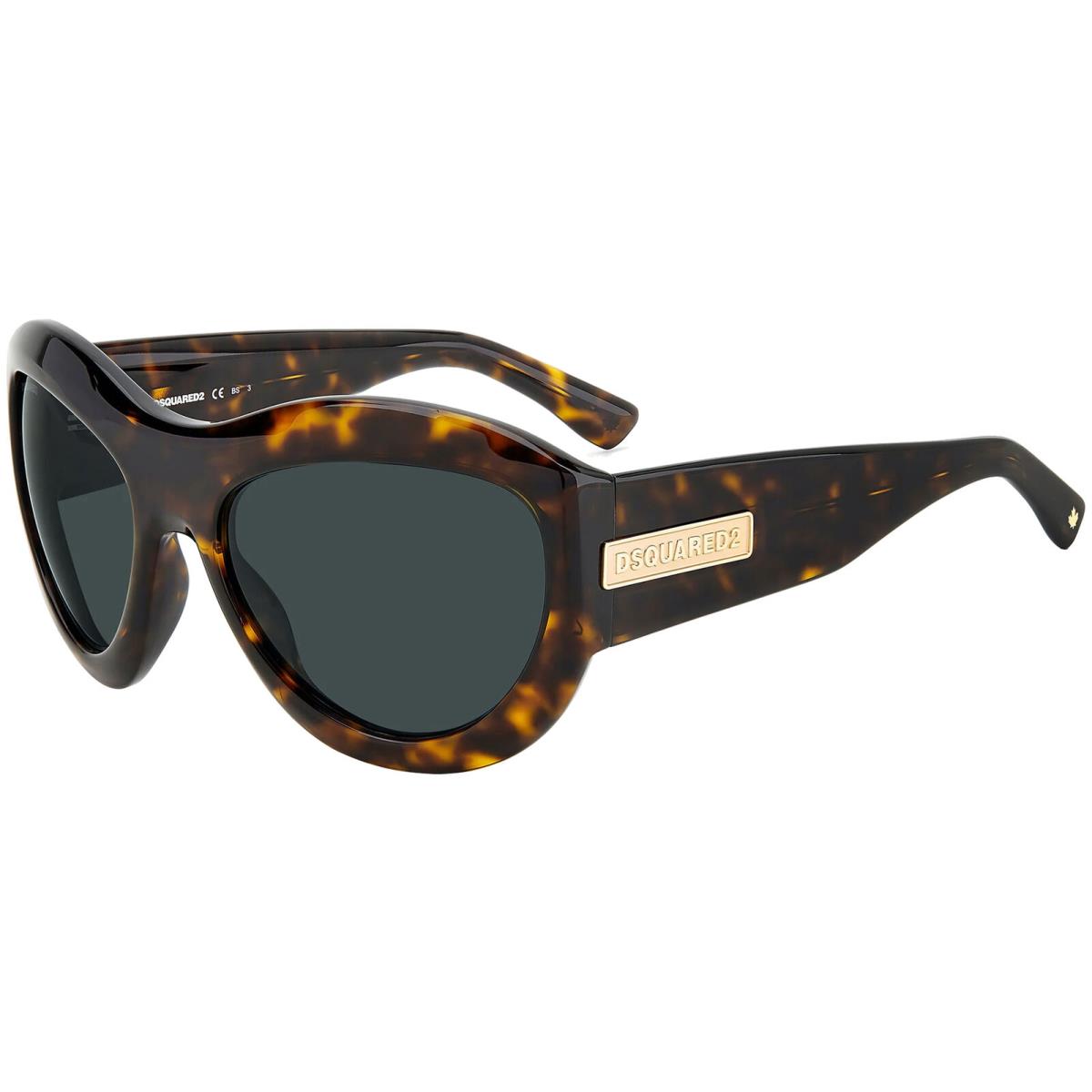 DSquared2 Dark Tortoise Oversize Oval Mask Sunglasses - D20072S 0086 KU