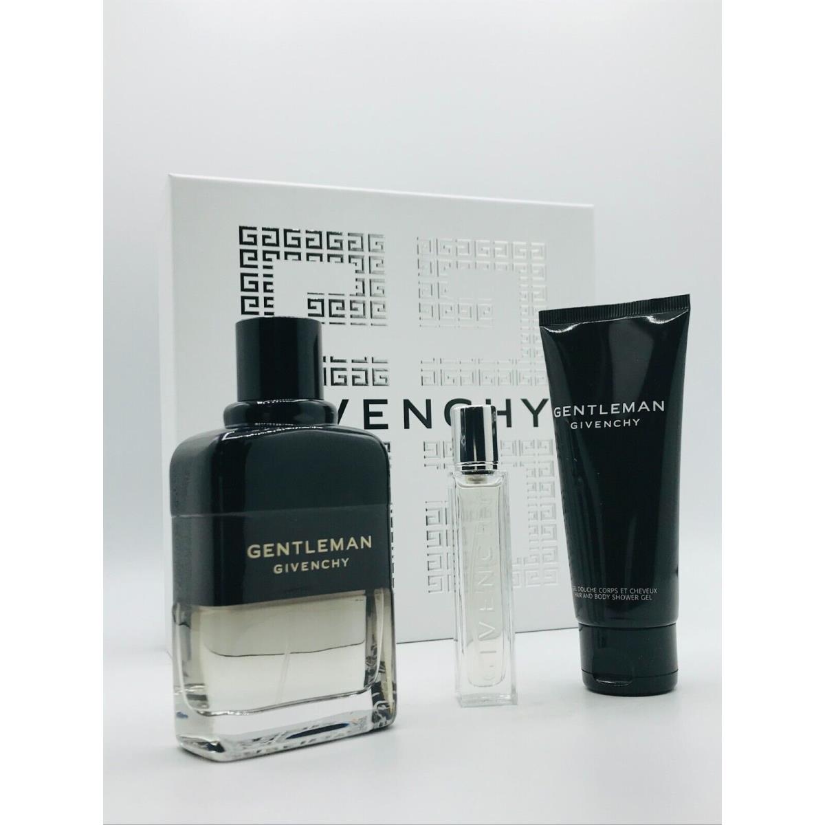 Givenchy Gentleman 3pc Set Men Parfum Boisee Spray 3.3 oz Shower Gel Mini 12 ml