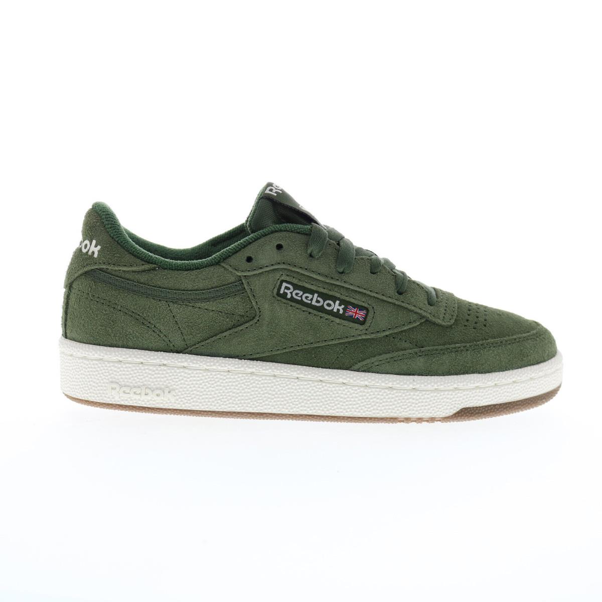 Reebok Club C 85 Mens Green Suede Lace Up Lifestyle Sneakers Shoes