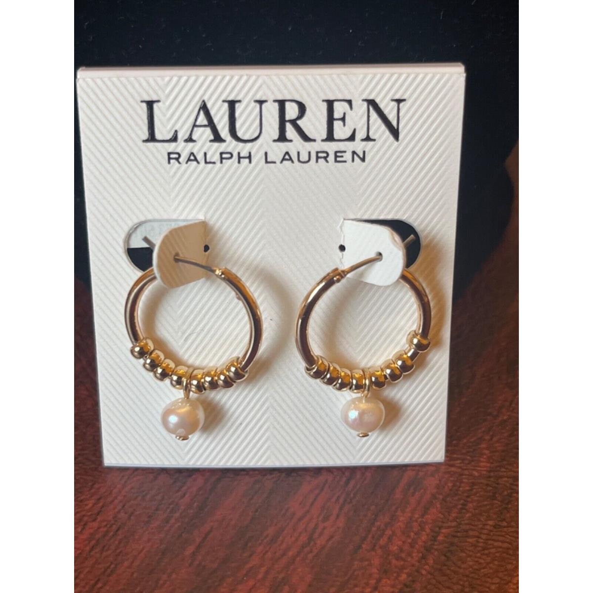 Lauren Ralph Lauren Jewelry Select 50+ Necklace Earring Bracelet $35-$98 Earrings, Pearl Charm Hoop, Freshwater, 1 1/8 `