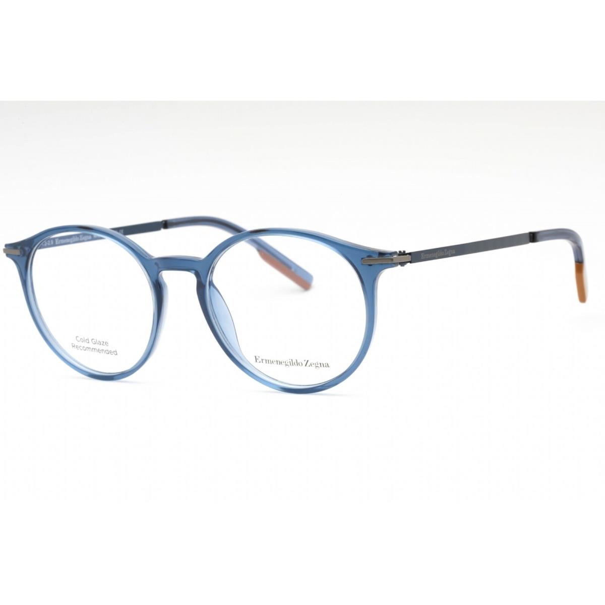 Ermenegildo Zegna Men`s Eyeglasses Shiny Blue Plastic Round Frame EZ5171 090