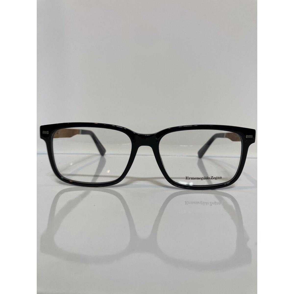 Zegna 5078 001 Black with Wood Temples Men s Eyeglasses 55mm