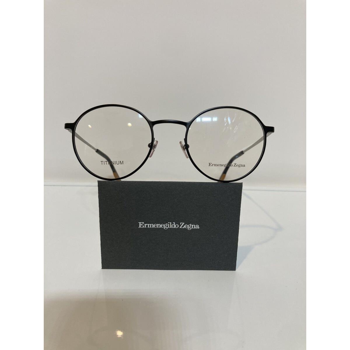 Ermengildo Zegna EZ5195/V 002 Black Round Titanium Metal Eyeglasses 51mm