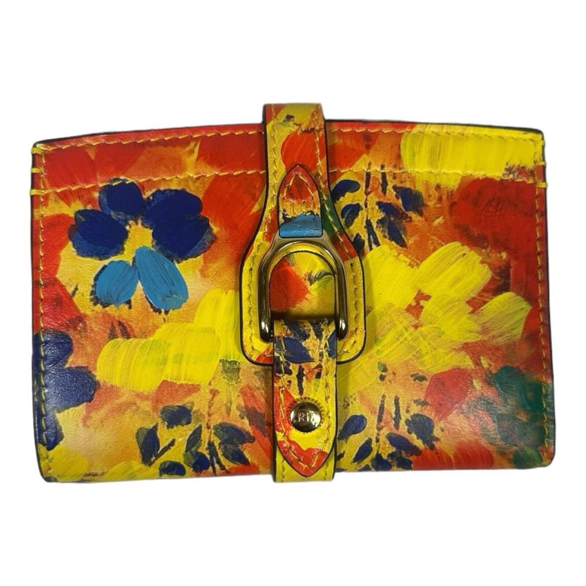 Ralph Lauren Purple Label Multicolor Floral Painted Womens Wallet