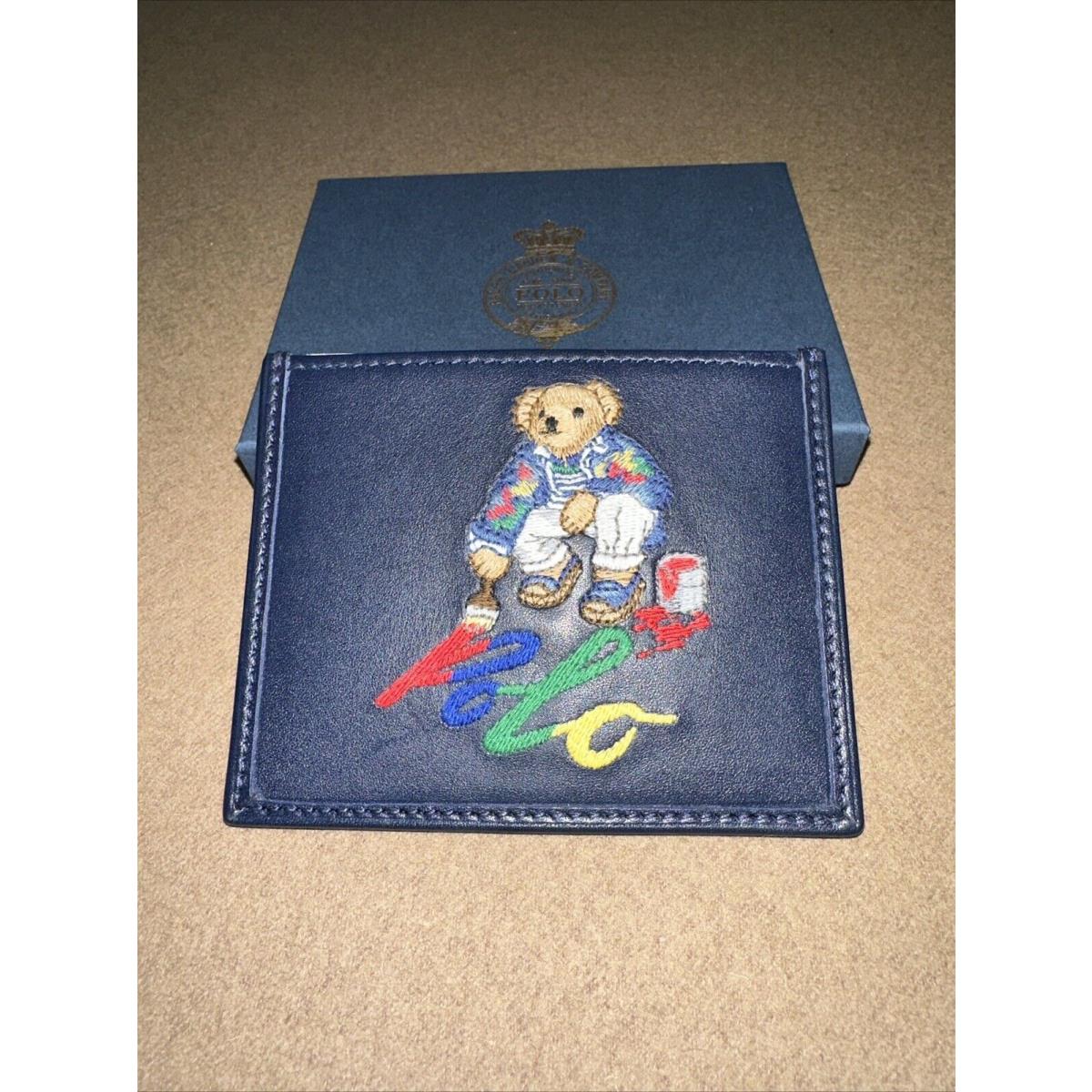 Polo Ralph Lauren Bear Card Holder Navy Leather