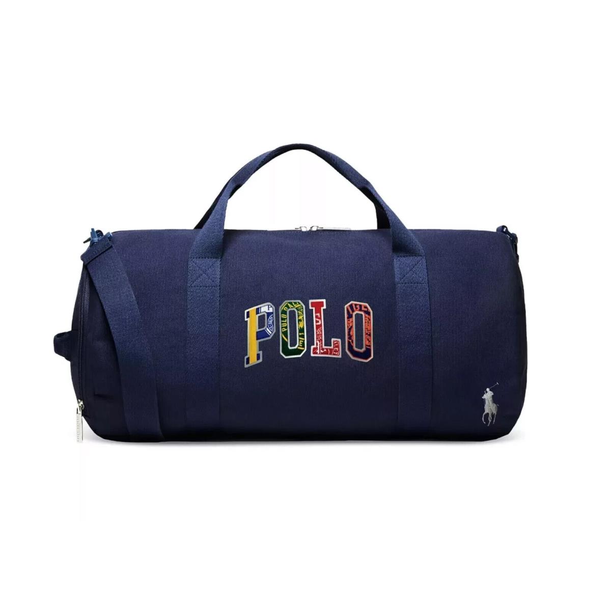 Polo Ralph Lauren Multicolored Unisex Duffle Bag Exterior Side Pocket Navy