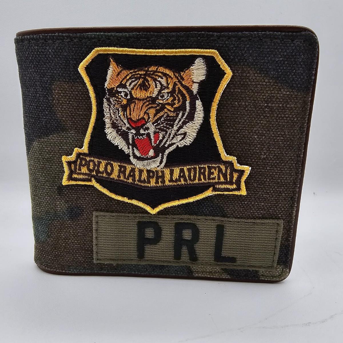 Polo Ralph Lauren Tiger Patch Camouflage Billfold Wallet Prl Brown Leather