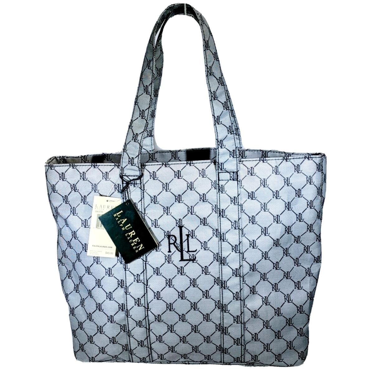 Vintage Ralph Lauren Jacquard Open Tote in Black/silver