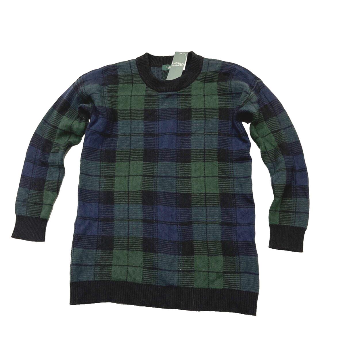 Ralph Lauren Womens Blackwatch Plaid Wool Blend Sweater - Size XS -green / Black