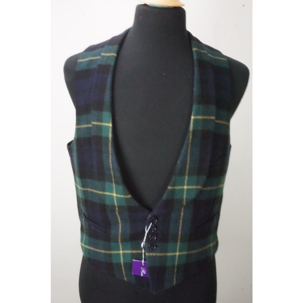 Ralph Lauren Purple Label Rlpl Cashmere Douglas Blackwatch Tartan Vest 42R