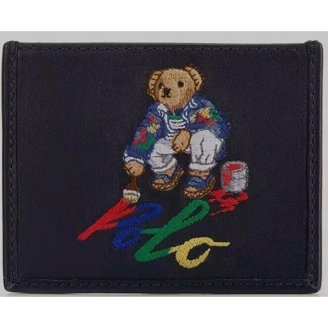 Polo Ralph Lauren Embroidered Polo Bear Painter Leather Card Case