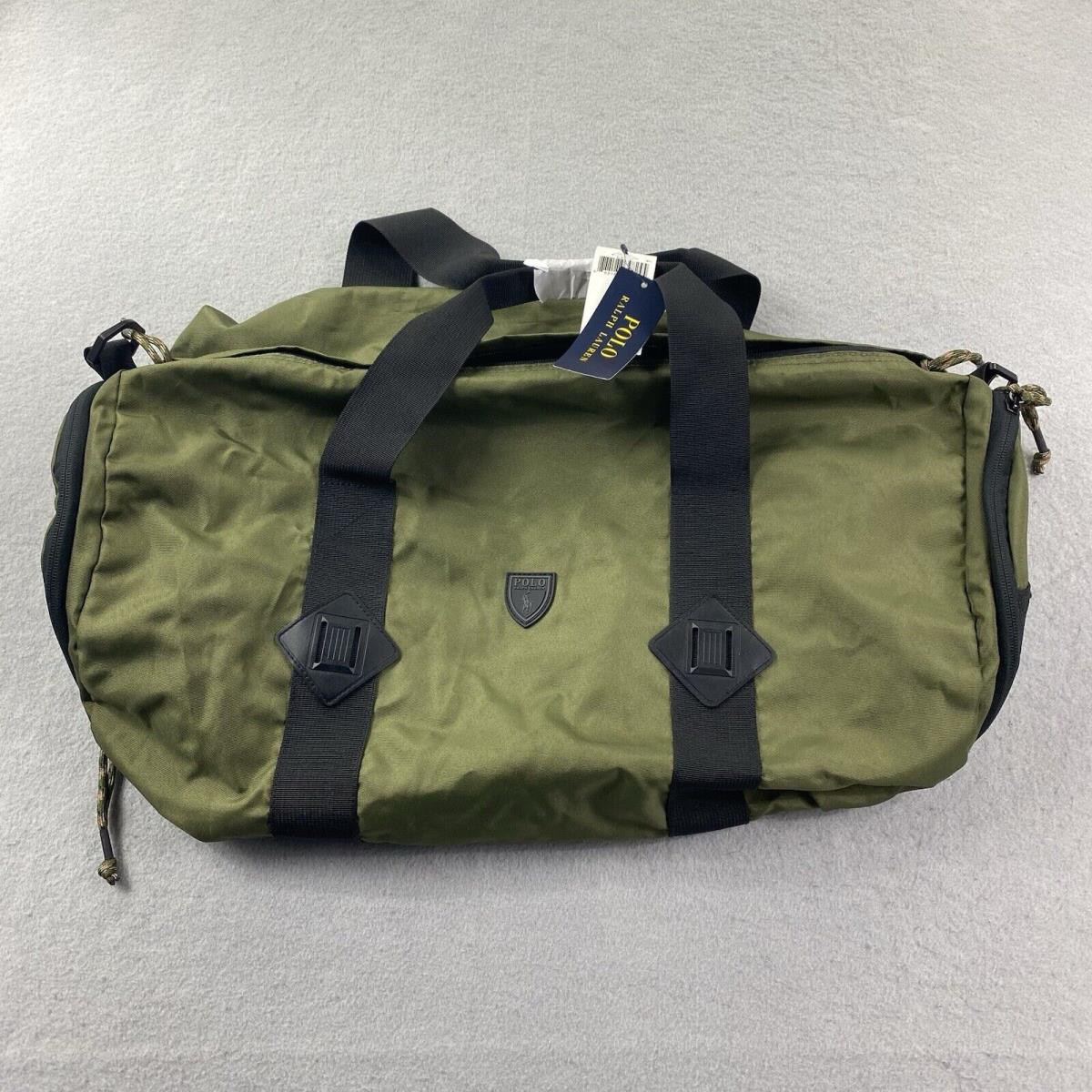 Polo Ralph Lauren Duffle Bag Mens Green Badge Canvas Lightweight Pony Strap