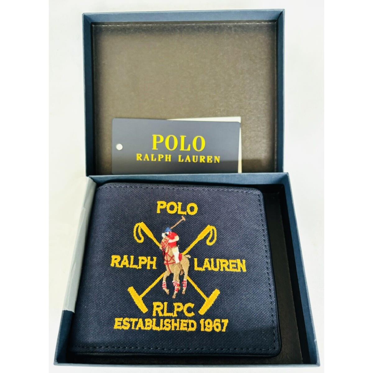 Polo Ralph Lauren Men`s Wallet Bifold Crest Polo Pony Canvas Leather