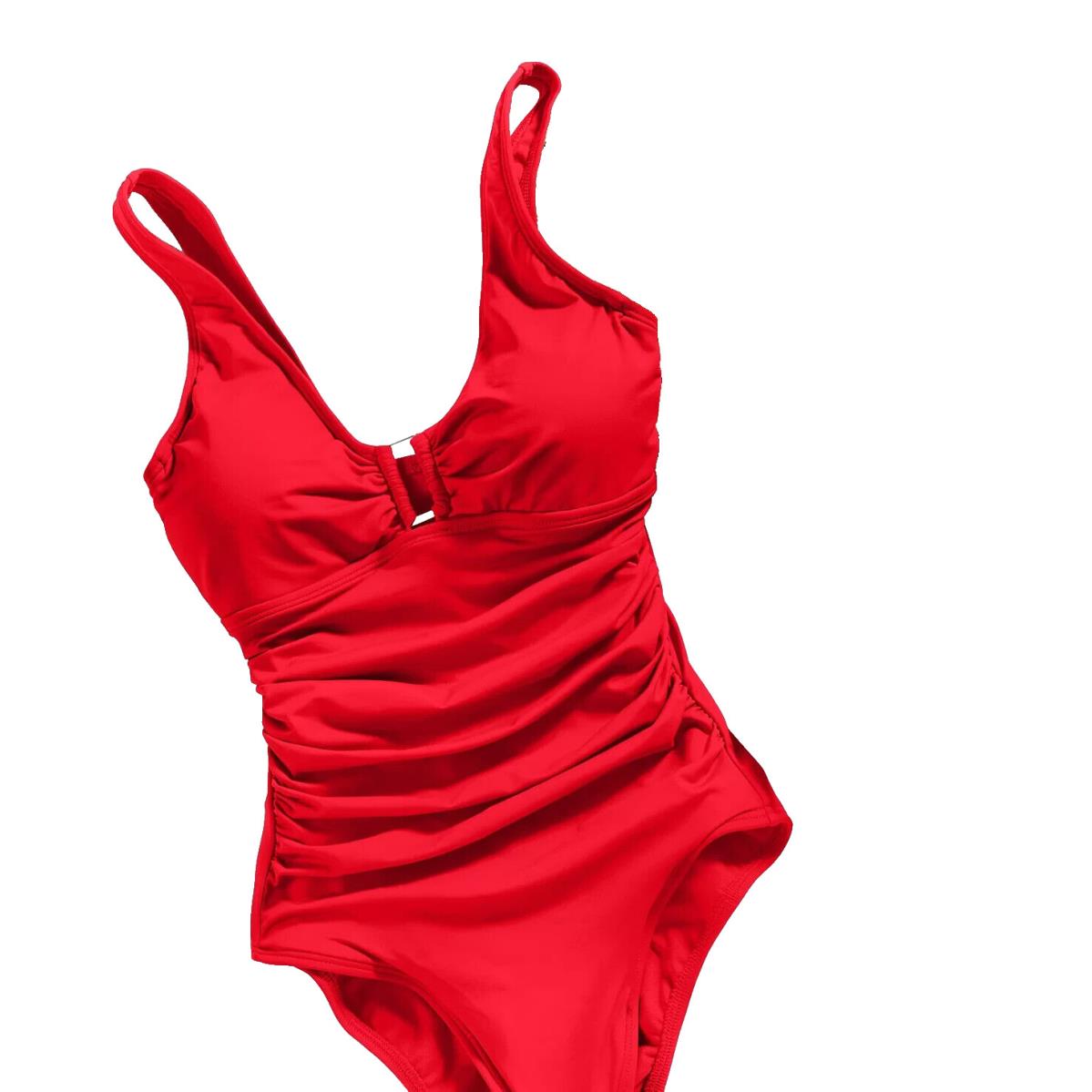 Lauren Ralph Ring Over The Shoulder One Piece Swimsuit Swim 4 Red