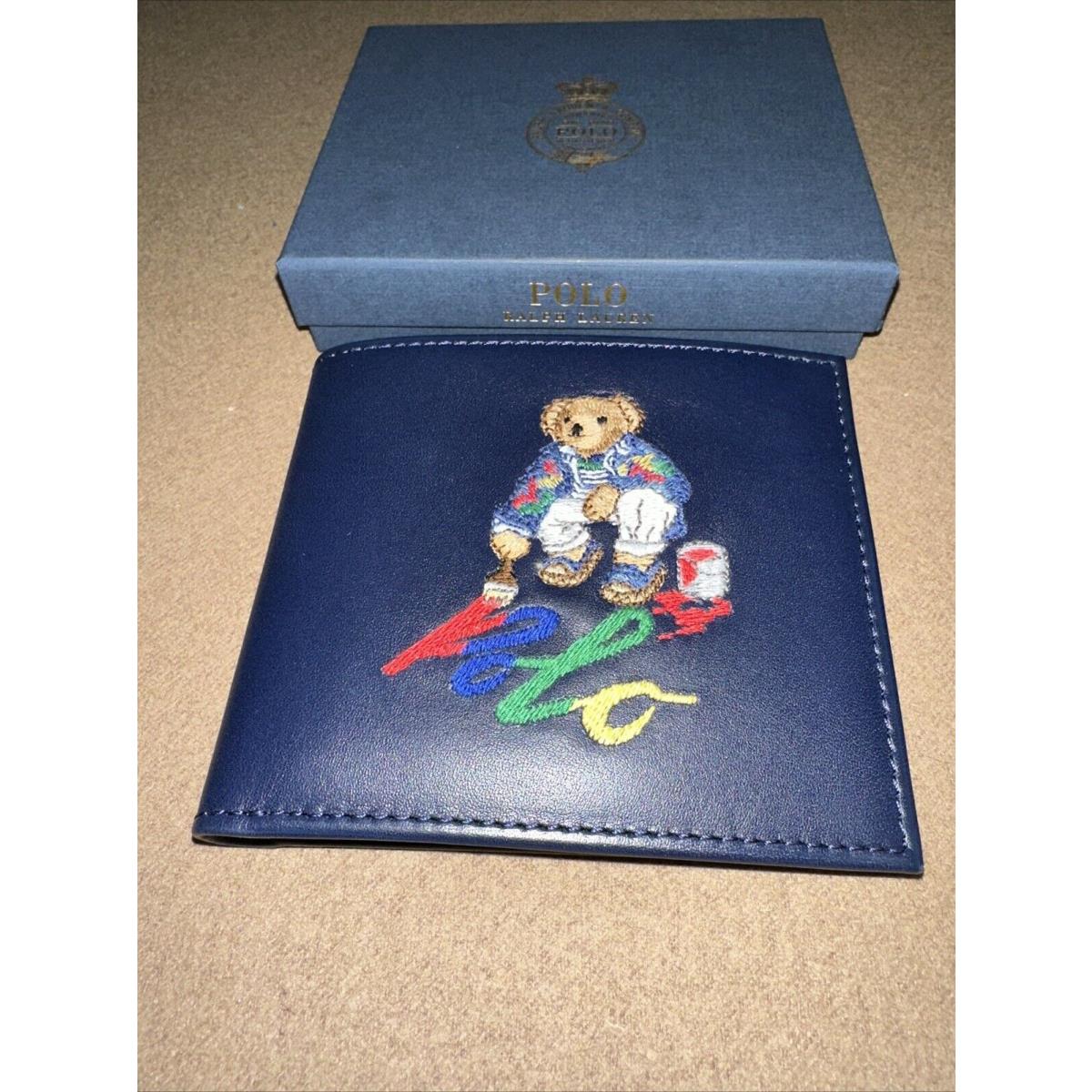 Polo Ralph Lauren Polo Bear Painter Leather Billfold Wallet in Navy Spring2024