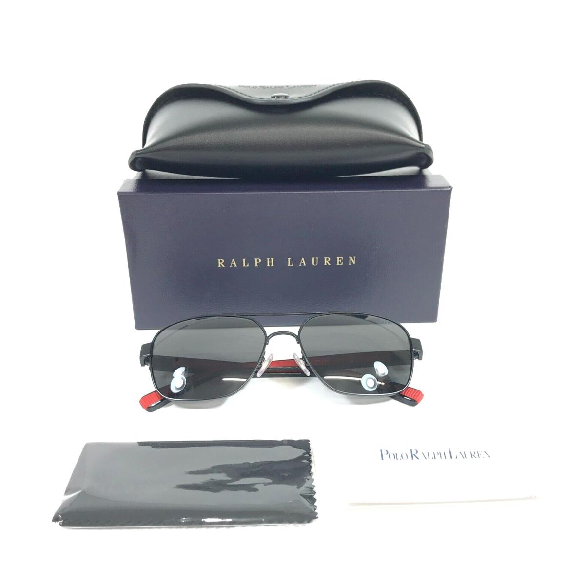 Polo Ralph Lauren Sunglasses PH3154 9223/87 Black Red Square w/ Dark Gray Lenses