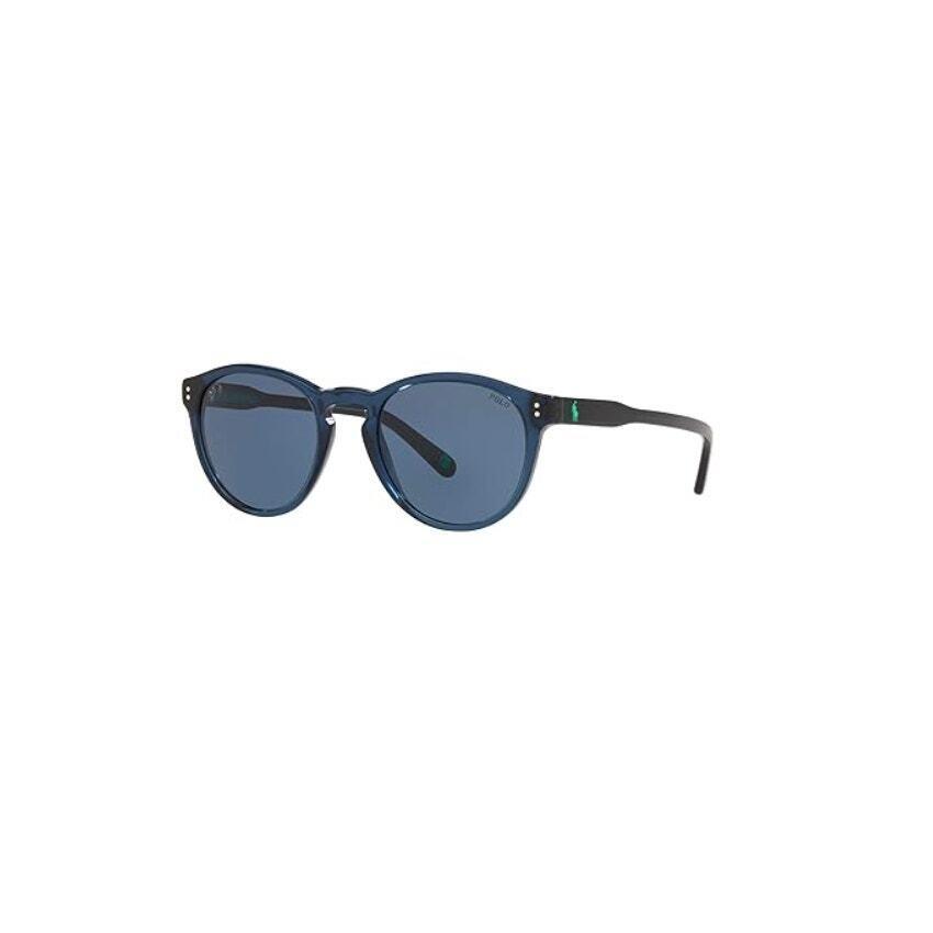 Polo Ralph Lauren Men`s PH4172 Round Sunglasses Shiny Transparent Blue 50 mm