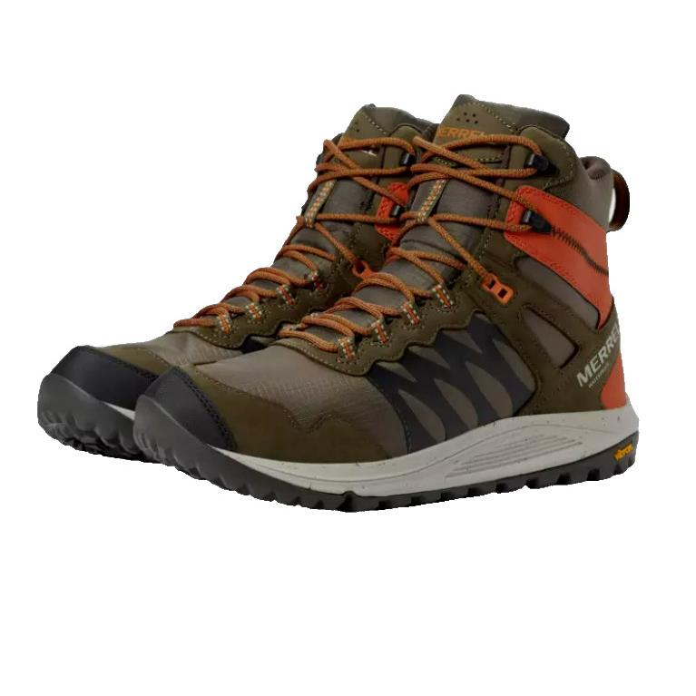 Merrell Nova Mens Olive Green Burnt Orange Sneaker Boots